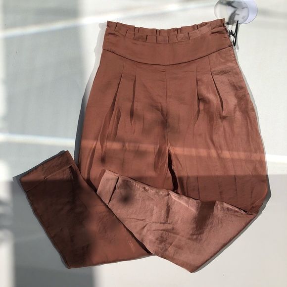 🌸3/$30🌸 LINE & DOT Ali Paperbag Brown High Waist Pants - Picture 8 of 12